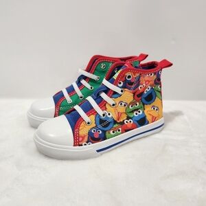 Sesame Street All Your Friends Canvas  Hi Top Sneakers Unisex Toddler Size 9